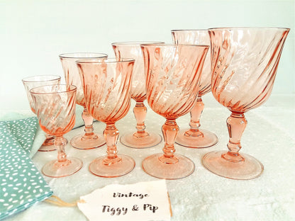 Pink Glassware. EIGHT Vintage Glasses. from Tiggy & Pip - Just €128! Shop now at Tiggy and Pip