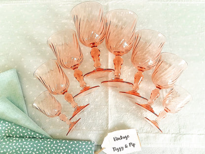 Pink Glassware. EIGHT Vintage Glasses. from Tiggy & Pip - Just €128! Shop now at Tiggy and Pip