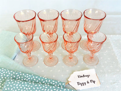 Vintage Pink Glassware. EIGHT Glasses. from Tiggy & Pip - Just €128! Shop now at Tiggy and Pip