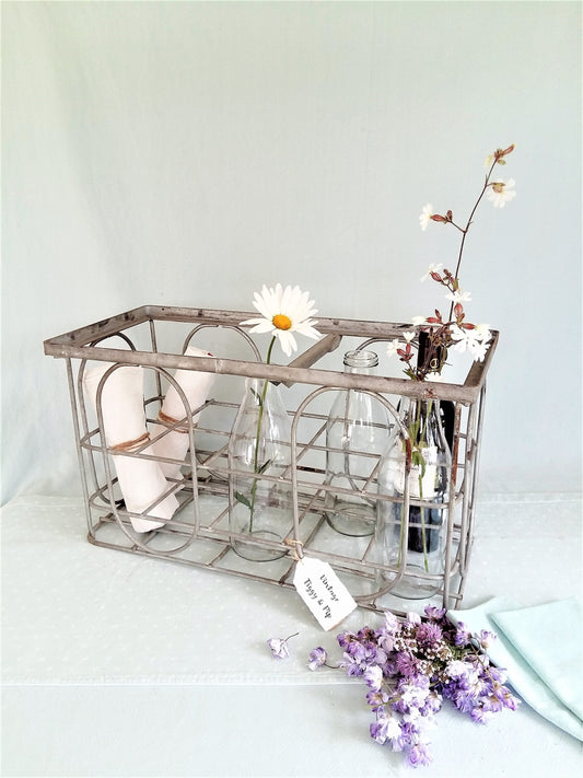 Vintage 1950s Metal Milk Bottle Crate from Tiggy and Pip - €220.00! Shop now at Tiggy and Pip
