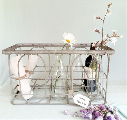 Vintage 1950s Metal Milk Bottle Crate from Tiggy and Pip - Just €220! Shop now at Tiggy and Pip