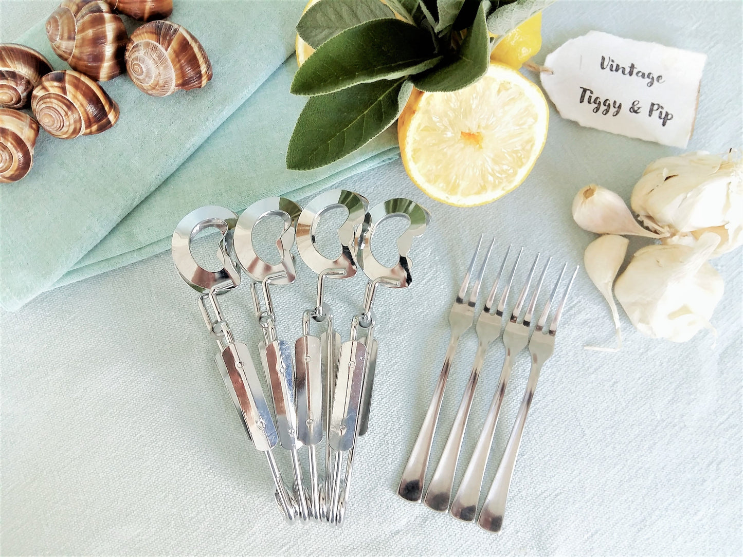 8 Piece Escargot Tongs/Forks Set from Tiggy & Pip - €72.00! Shop now at Tiggy and Pip