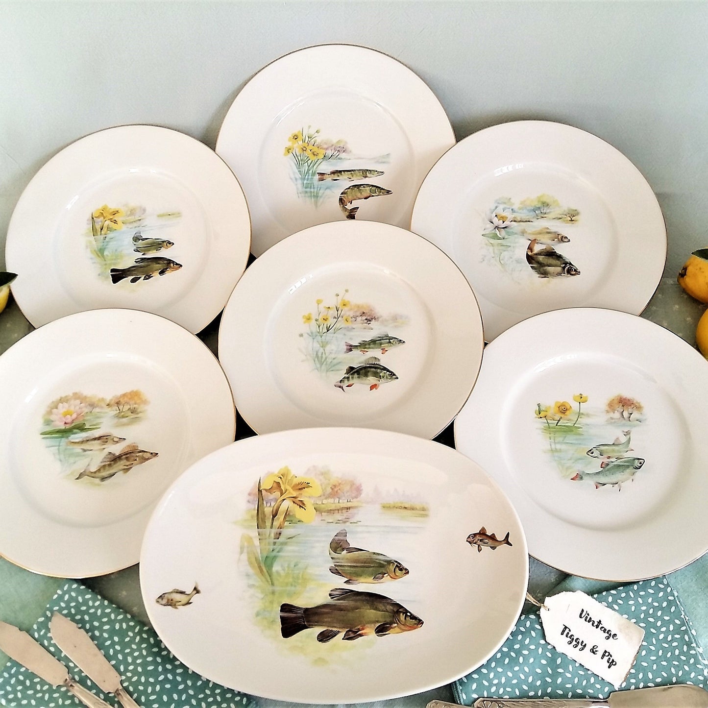 Limoges porcelain fish dinnerware set from Tiggy & Pip - Just €199! Shop now at Tiggy and Pip