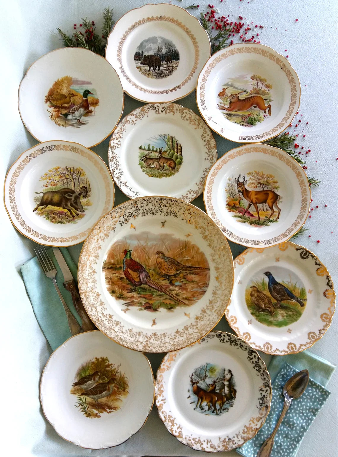 10 Mix & Match Game Hunting Plates from Tiggy & Pip - Just €240! Shop now at Tiggy and Pip