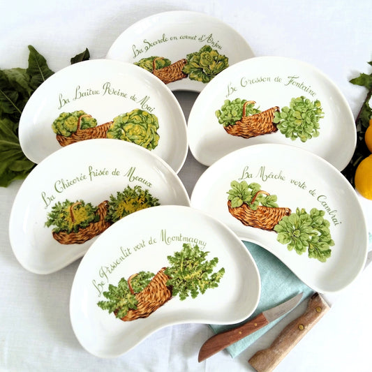 Six French Crescent Shaped Salad Plates from Tiggy & Pip - Just €120! Shop now at Tiggy and Pip