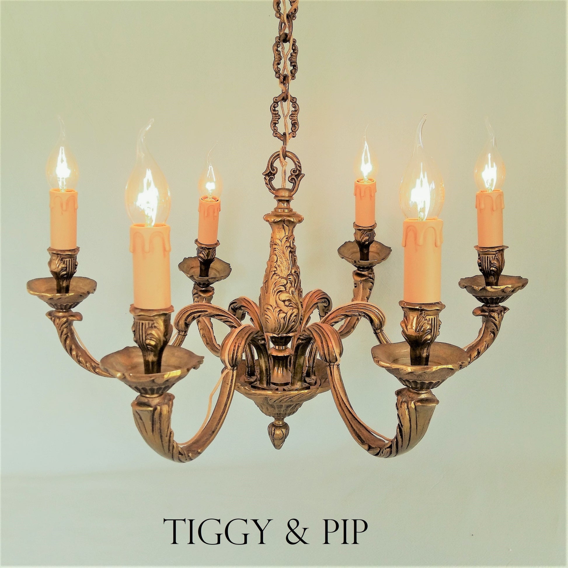 Antique Bronze, 6 Arm, Chandelier from Tiggy & Pip - €460.00! Shop now at Tiggy and Pip