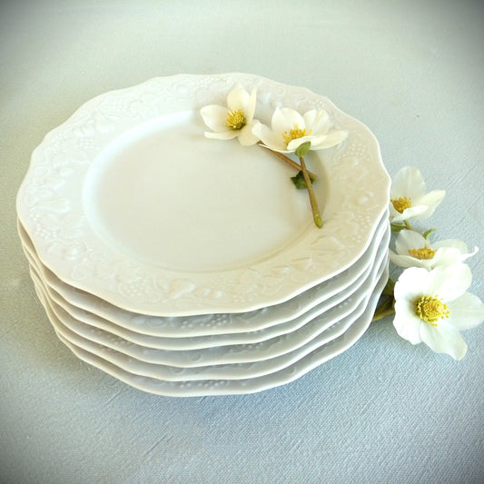 SIX White Limoges Porcelain Dinner Plates from Tiggy & Pip - Just €168! Shop now at Tiggy and Pip