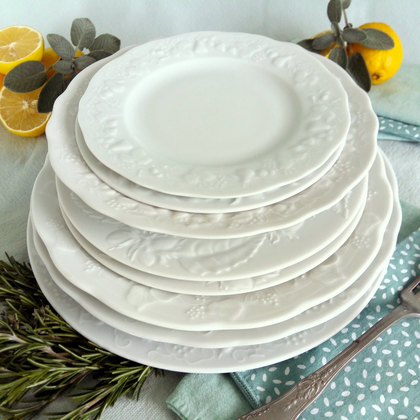 EIGHT Mismatched White Limoges Plates from Tiggy & Pip - Just €199! Shop now at Tiggy and Pip