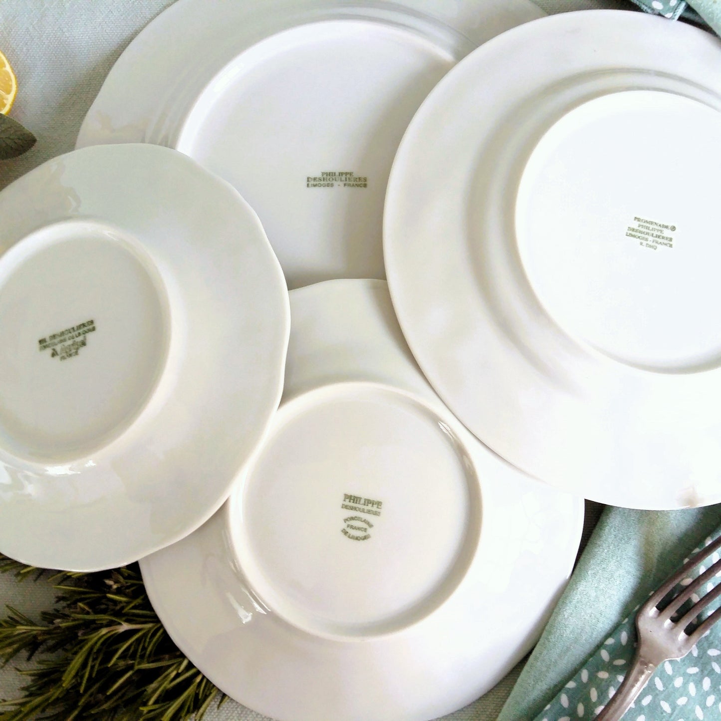 EIGHT Mismatched White Limoges Plates from Tiggy & Pip - Just €199! Shop now at Tiggy and Pip