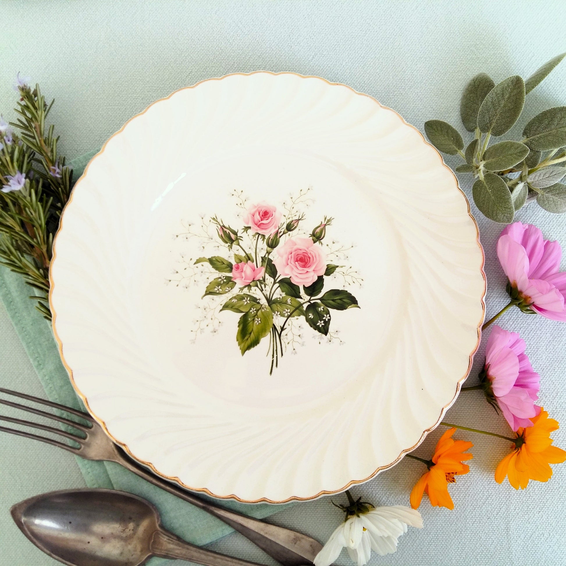 6 Mismatched 1950s Floral Transferware Plates from Tiggy & Pip - Just €156! Shop now at Tiggy and Pip