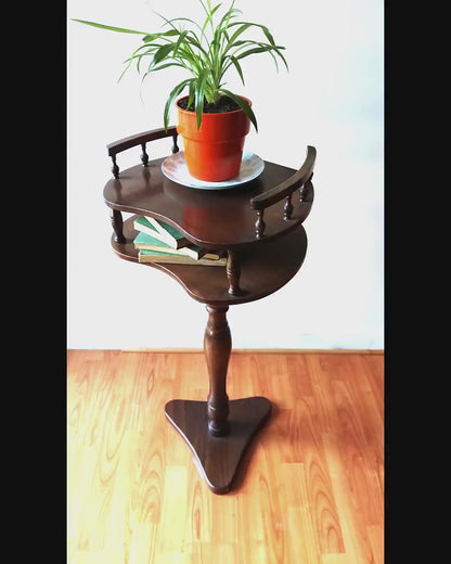 Wooden Pedestal Plant Stand with Shelf