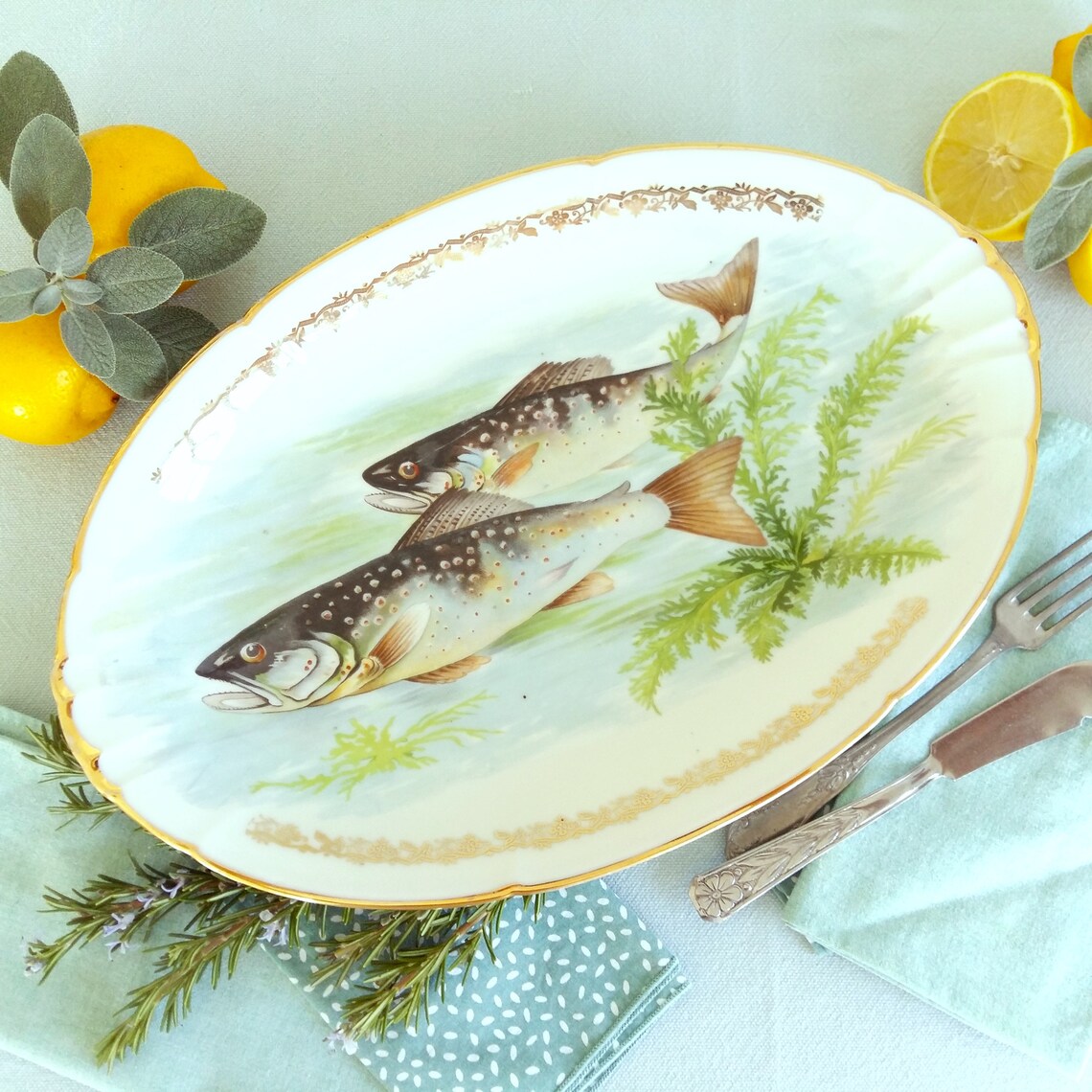 Limoges Fish Serving Platter. Trout Platter from Tiggy & Pip - Just €160! Shop now at Tiggy and Pip