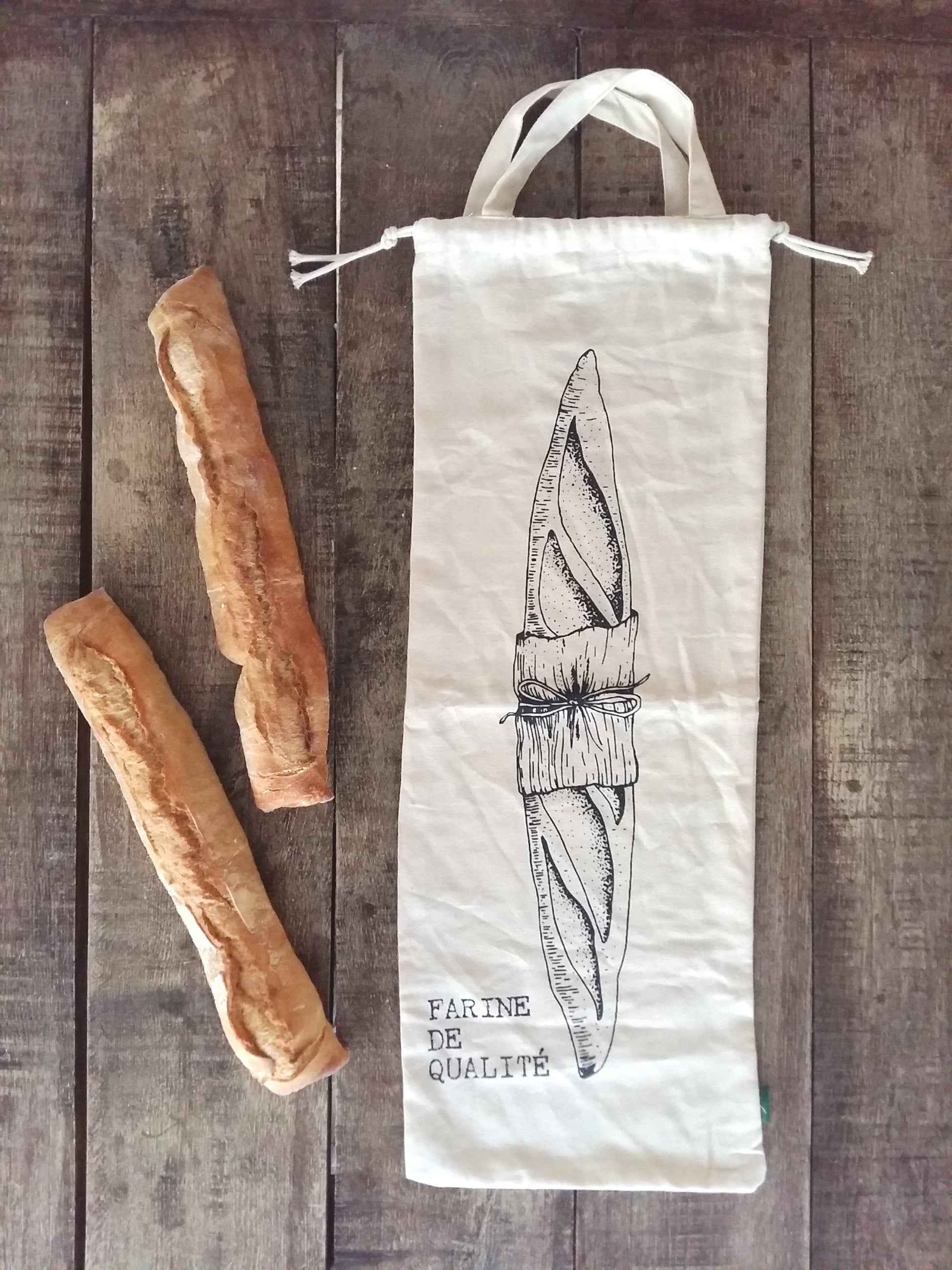 100% Cotton Baguette Storage Bag. Reusable Bread Bag with Drawstrings & Handles. from Tiggy & Pip - €29.99! Shop now at Tiggy and Pip