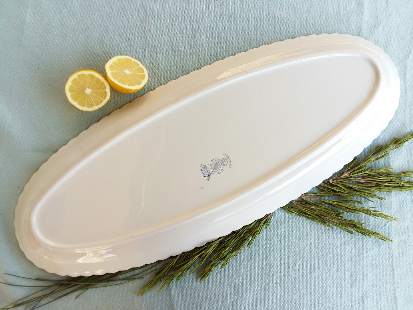 Extra Long, French, Porcelain, "Lunéville" Fish Platter With Gilded Trim. from Tiggy & Pip - €160.00! Shop now at Tiggy and Pip