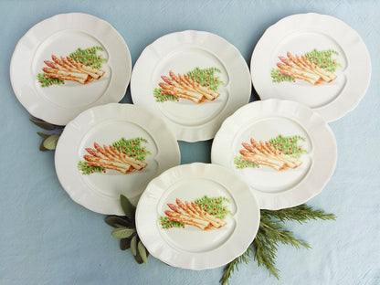 Set of Six Asparagus Plates. Paris Porcelain Asparagus Dinnerware Set. from Tiggy & Pip - Just €156! Shop now at Tiggy and Pip