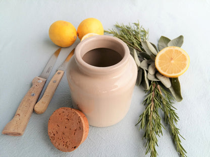Stoneware Mustard Crock with Cork Stopper. French Antique White Mustard Jar. from Tiggy & Pip - Just €46! Shop now at Tiggy and Pip