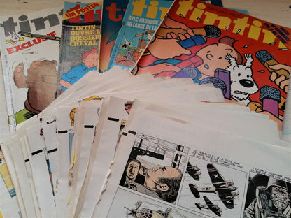Comic Strip Ephemera Pack. 100+ French, Bande Dessinée Pages from Old Tintin Magazines. from Tiggy & Pip - Just €35! Shop now at Tiggy and Pip