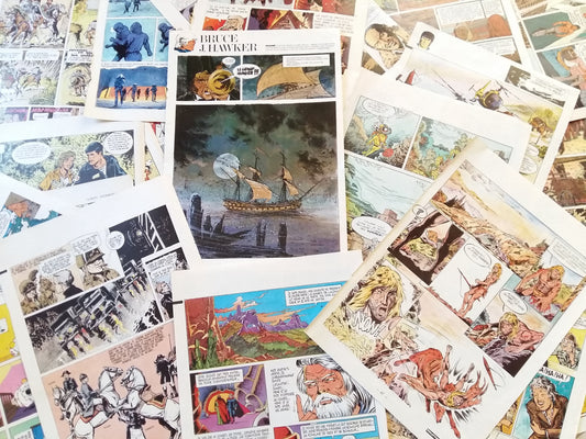 Copy of Comic Strip Ephemera Pack. 50+ French, Bande Dessinée Pages from Old Tintin Magazines. from Tiggy & Pip - €25.00! Shop now at Tiggy and Pip