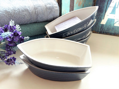 Set of FOUR Boat Shape Soap Dishes from Le Mont St. Michel. from Tiggy & Pip - Just €79! Shop now at Tiggy and Pip
