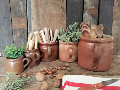 Five Antique French Confit Pots. Kitchen Planters/ Utensil Storage Jars. from Tiggy & Pip - Just €275! Shop now at Tiggy and Pip