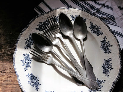 6 Antique Forks & Spoons. Ornate Metal Forks and Dessert Spoons. from Tiggy & Pip - Just €56! Shop now at Tiggy and Pip