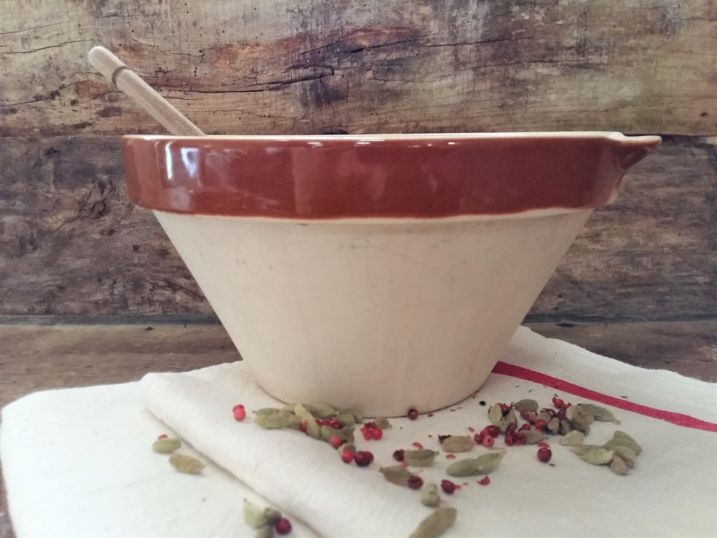 Huge, 10 Inch, Mixing Bowl. Two-Tone, Part Glazed, French Confit Basin. from Tiggy and Pip - €110.00! Shop now at Tiggy and Pip