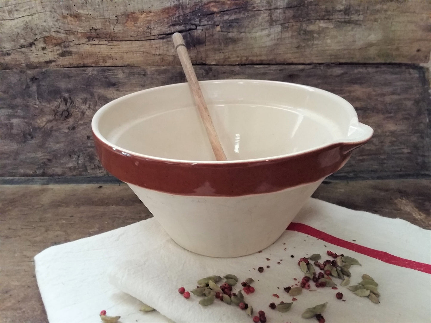 Huge, 10 Inch, Mixing Bowl. Two-Tone, Part Glazed, French Confit Basin. from Tiggy and Pip - €110.00! Shop now at Tiggy and Pip