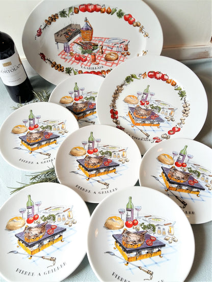 BBQ Plate Set. French Grill Platter. BBQ Grilling Dinnerware Set. from Tiggy & Pip - Just €180! Shop now at Tiggy and Pip
