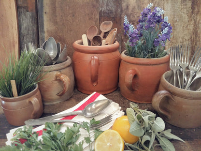 Five French Confit Pots. Kitchen Herb Planters/ Utensil Storage Jars. from Tiggy & Pip - Just €275! Shop now at Tiggy and Pip