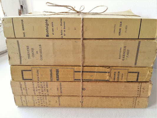 Vanilla/Yellow Stack of Famous French Literature by Voltaire, Corneille and Montaigne. from Tiggy & Pip - €139.00! Shop now at Tiggy and Pip