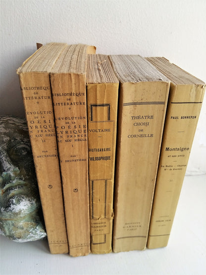 Vanilla/Yellow Stack of Famous French Literature by Voltaire, Corneille and Montaigne. from Tiggy & Pip - €139 with FREE worldwide shipping! Shop now at Tiggy and Pip