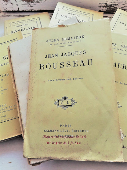 Vanilla/Yellow Stack of Famous French Literature by Rabelais, Jean-Jacques Rousseau & Chateaubriand. from Tiggy & Pip - €148 with FREE worldwide shipping! Shop now at Tiggy and Pip