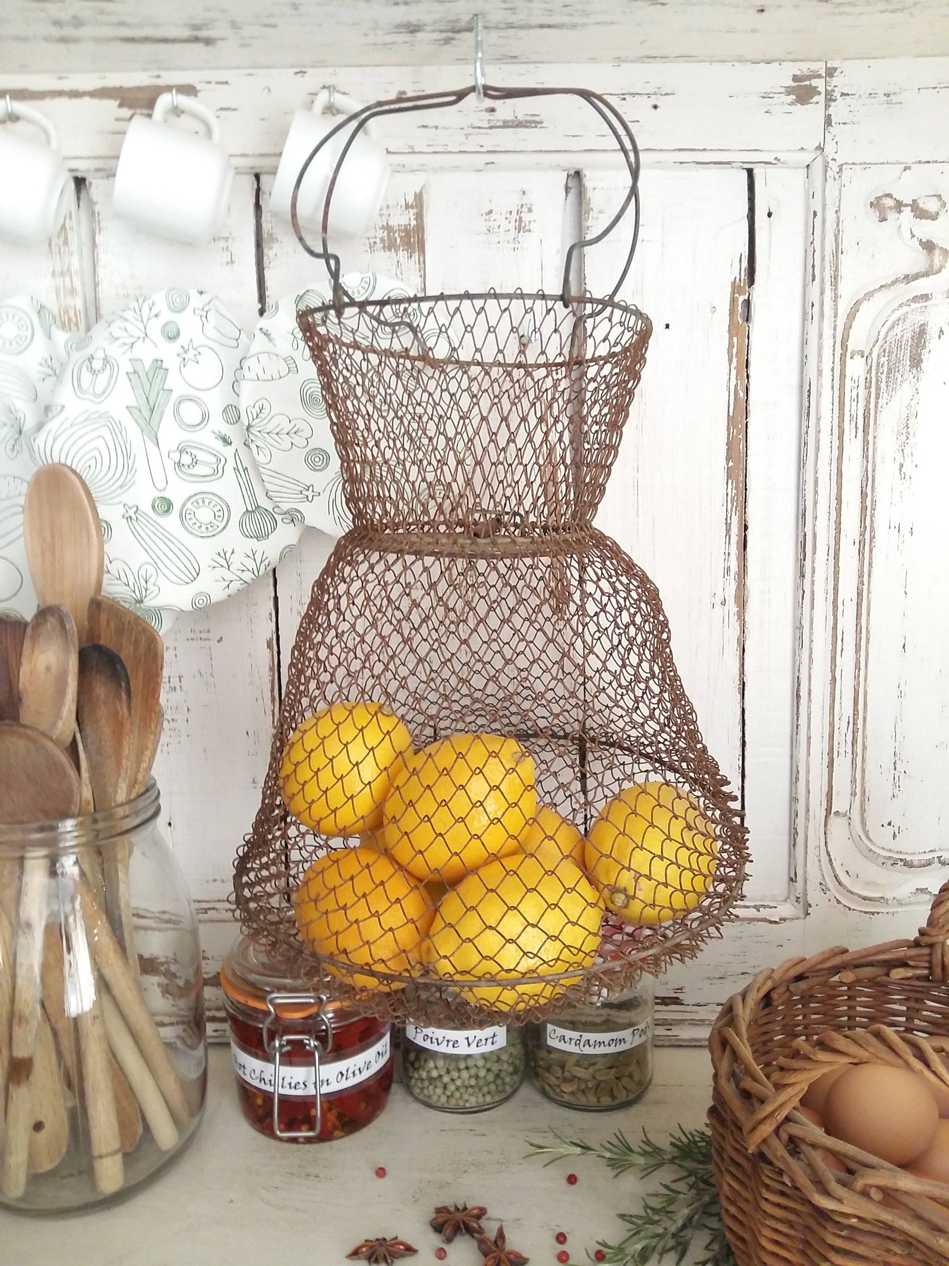 1950s Wire Fishing Basket. from Tiggy & Pip - Just €75! Shop now at Tiggy and Pip