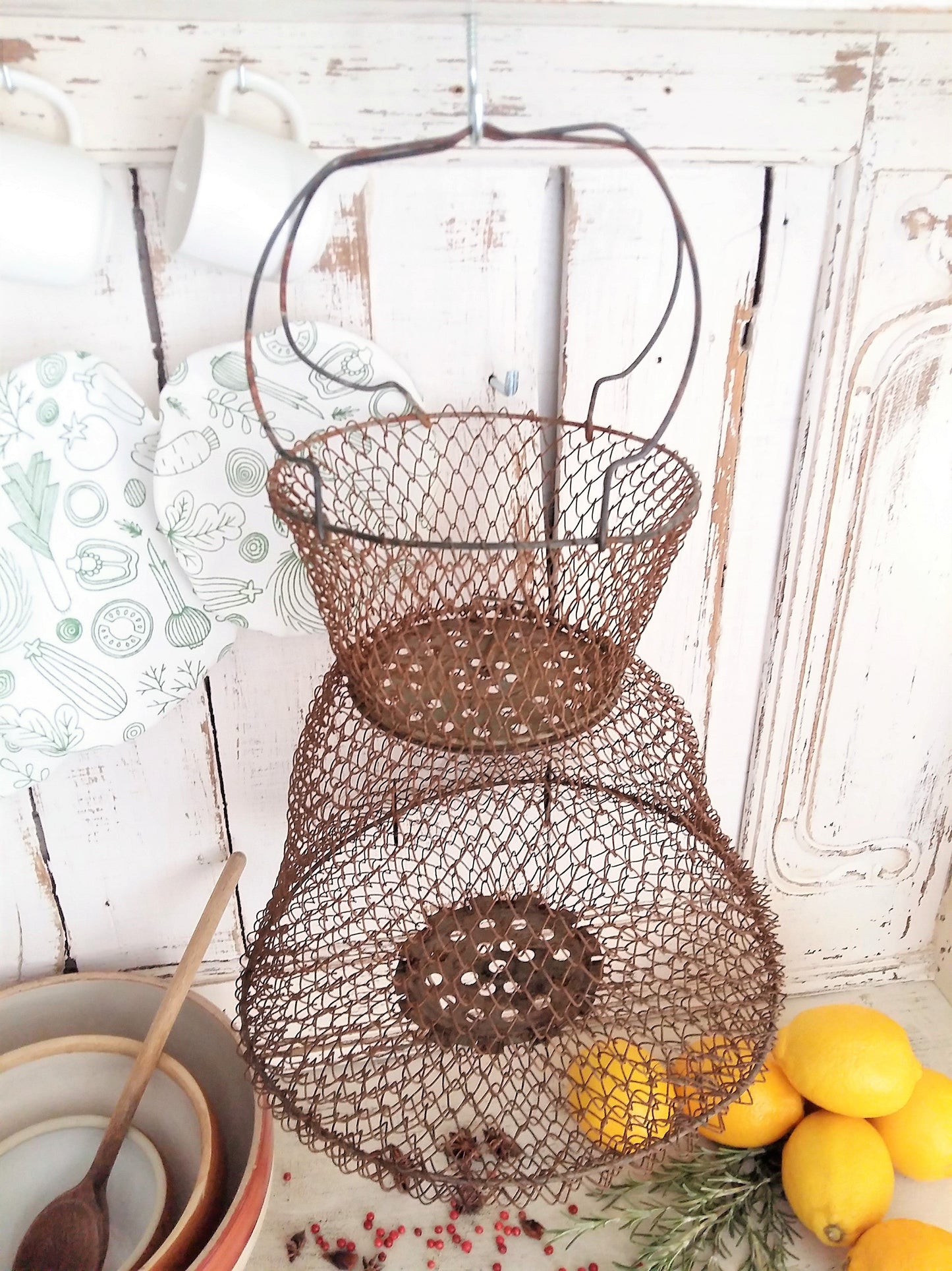 1950s Wire Fishing Basket. from Tiggy & Pip - Just €75! Shop now at Tiggy and Pip