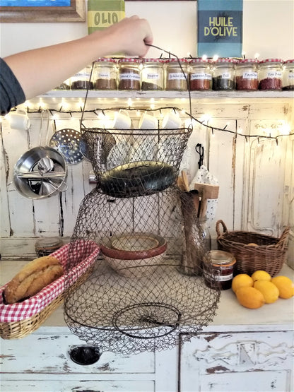 Enormous Wire Fishing Basket. Lidded, Collapsible, Wire Hanging Basket. from Tiggy & Pip - Just €75! Shop now at Tiggy and Pip
