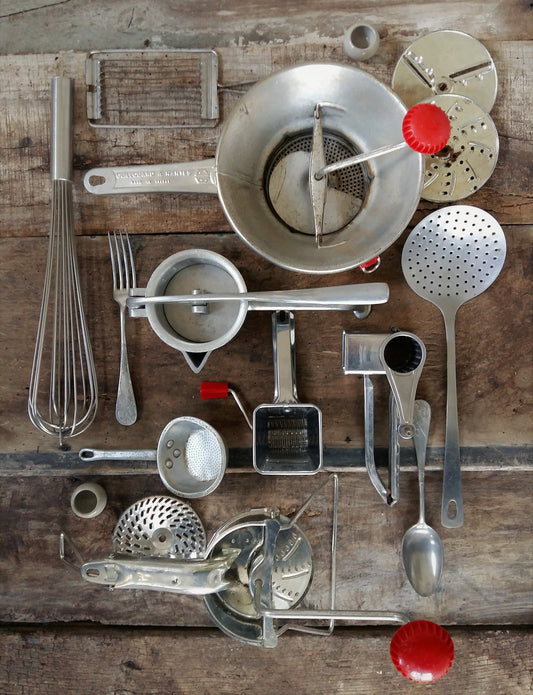 Set of SIXTEEN Vintage Kitchen Utensils. from Tiggy & Pip - €196.00! Shop now at Tiggy and Pip
