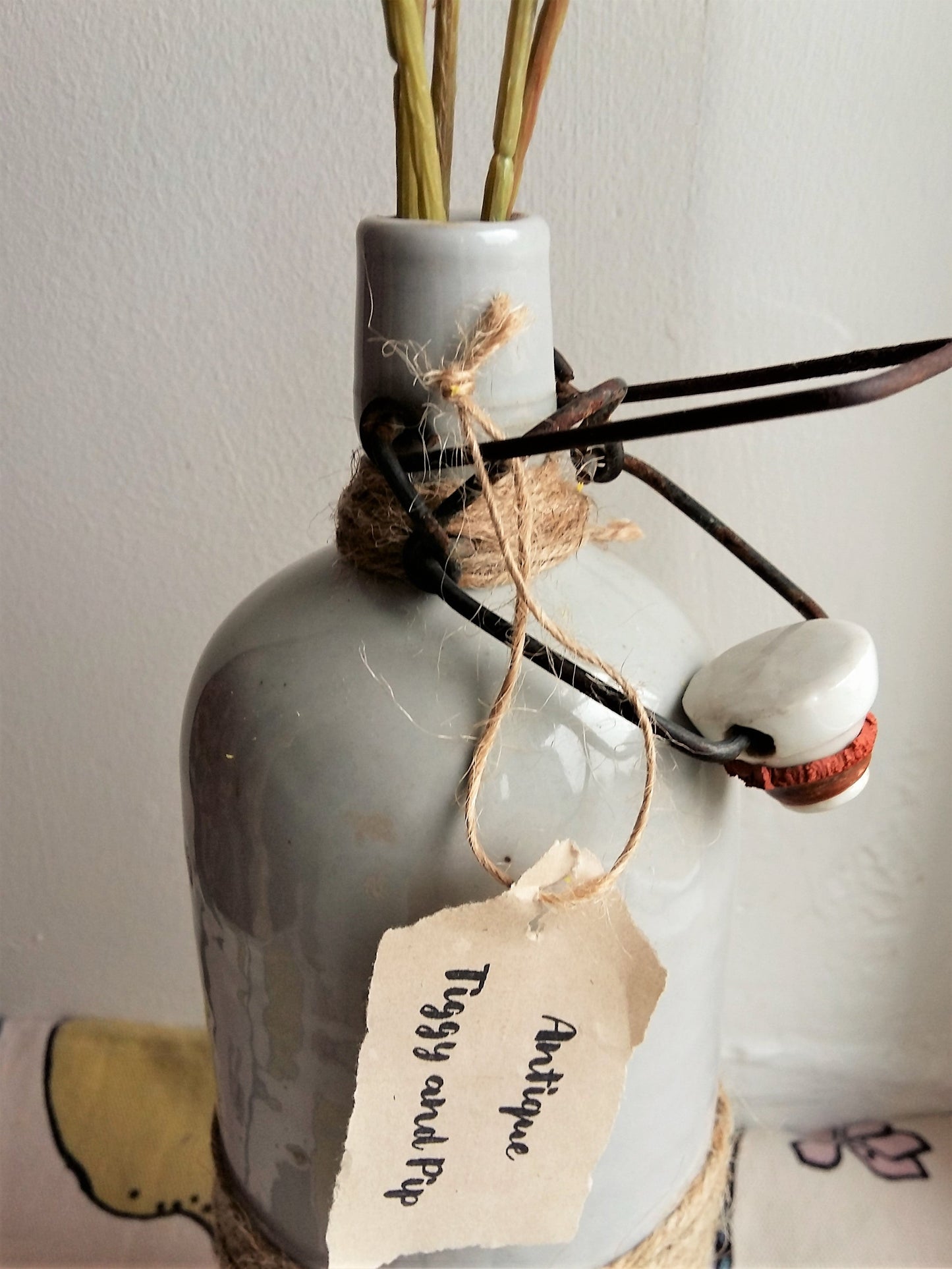 Antique Stoneware Bottle with Ceramic Stopper and Metal Clasp. from Tiggy & Pip - Just €69! Shop now at Tiggy and Pip