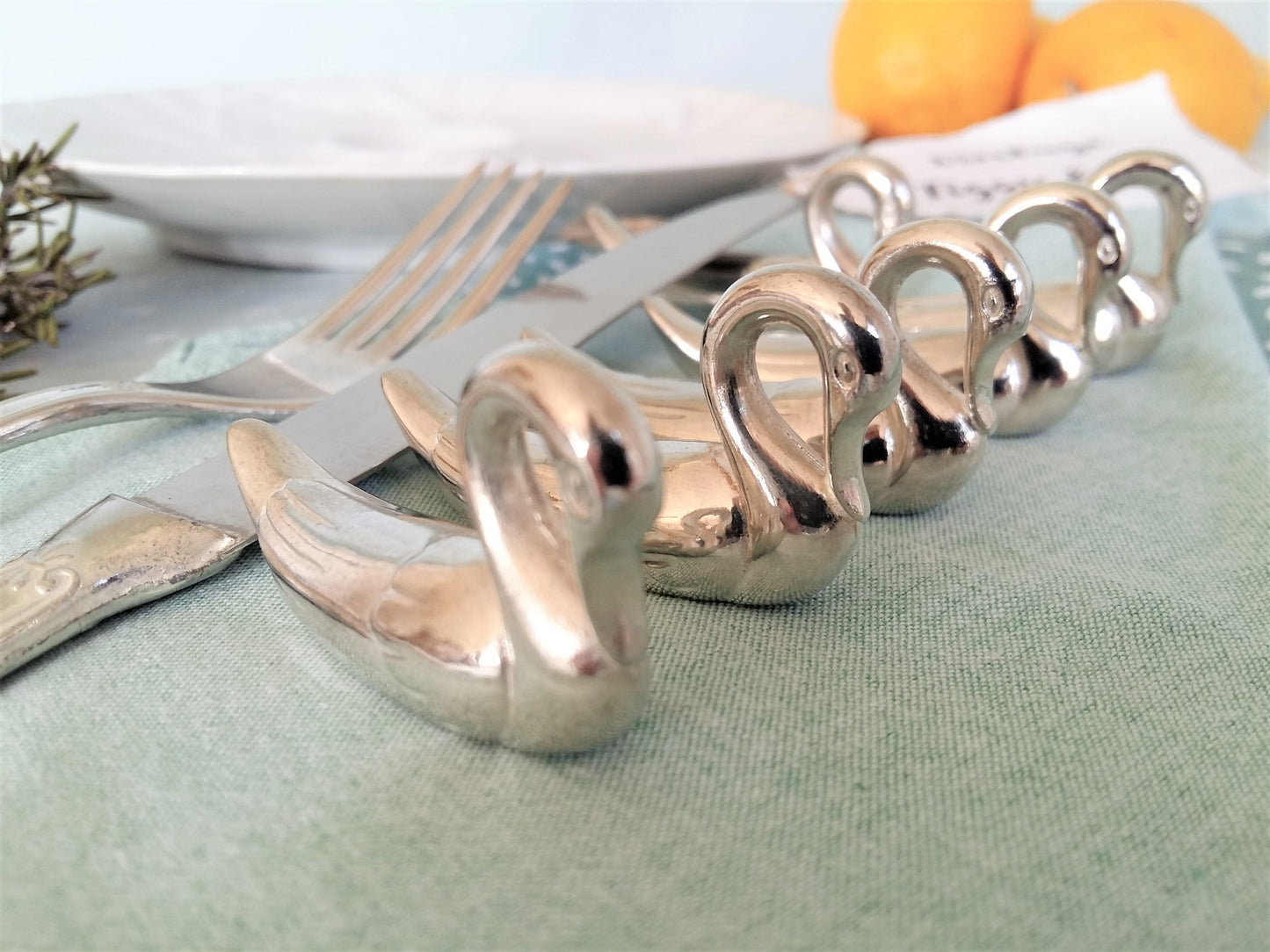 Set of Six Silver Plated Swan Knife Rests. Chopstick Rests. from Tiggy & Pip - €59.00! Shop now at Tiggy and Pip