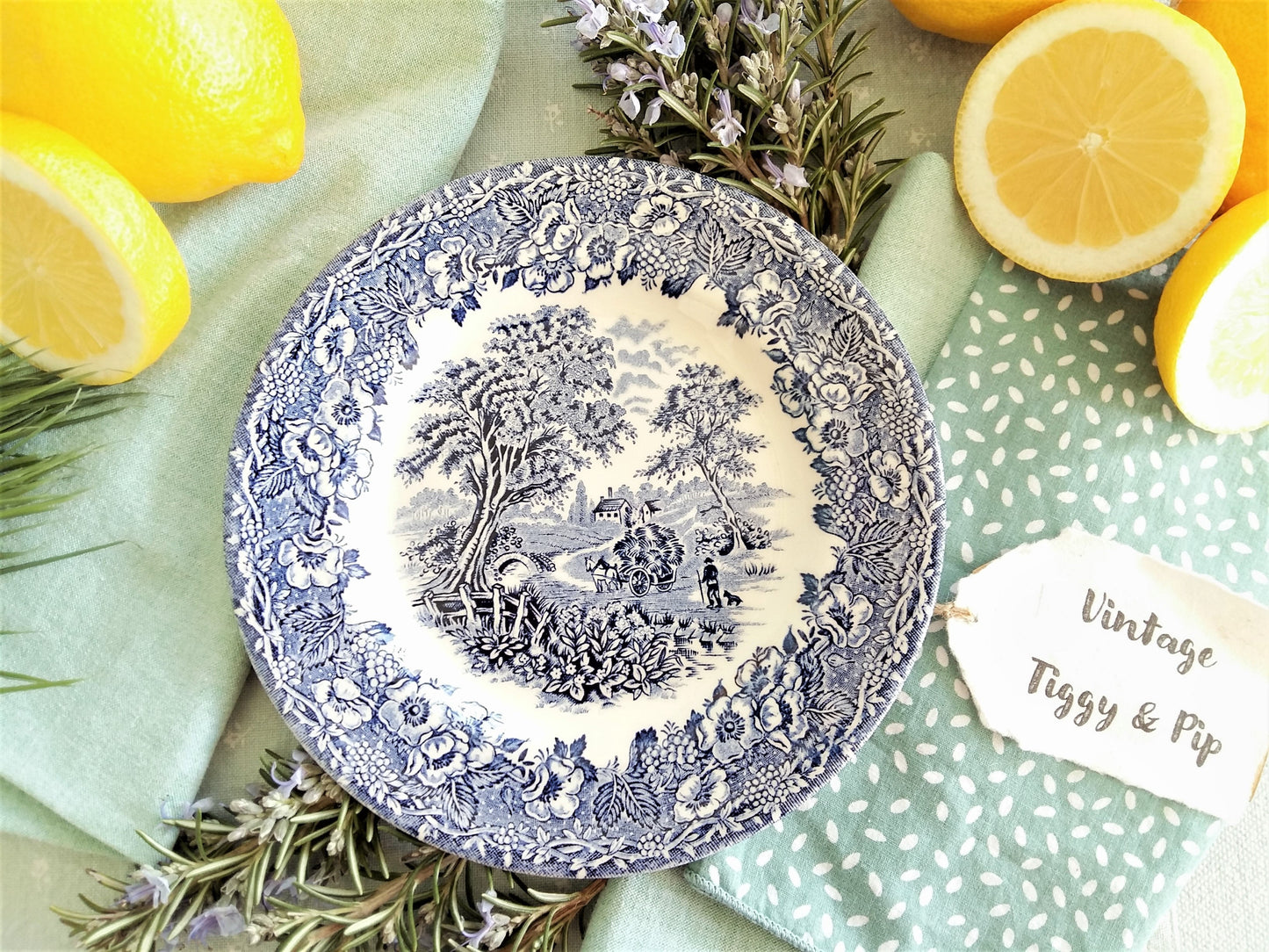 Eight Mismatched Blue and White Plates from Tiggy & Pip - €199.00! Shop now at Tiggy and Pip