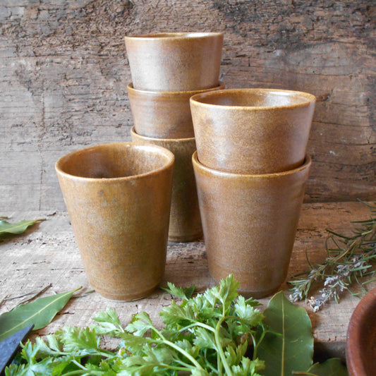 Six Stoneware Tumblers. Medieval Re-enactment Cups from Tiggy & Pip - Just €84! Shop now at Tiggy and Pip