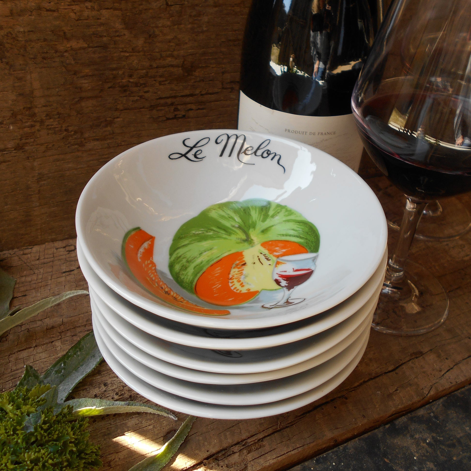 Melon Dishes. Set of Six, French, Mid-Century 'Le Melon' Bowls. from Tiggy & Pip - €96.00! Shop now at Tiggy and Pip