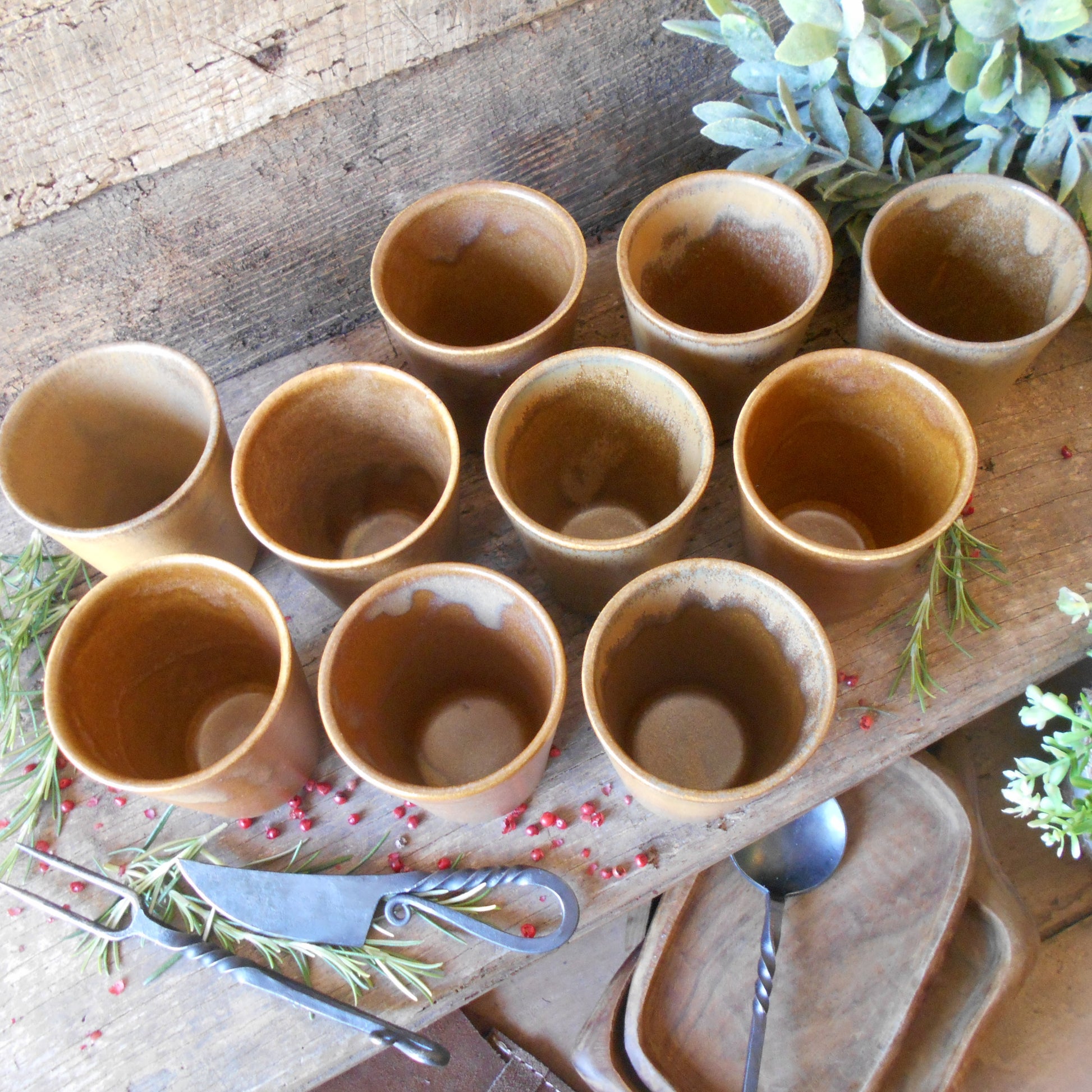 Twelve Digoin Stoneware Tumblers. Medieval Re-enactment Pottery Goblets. from Tiggy & Pip - €144.00! Shop now at Tiggy and Pip
