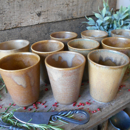 Twelve Digoin Stoneware Tumblers. Medieval Re-enactment Pottery Goblets. from Tiggy & Pip - Just €144! Shop now at Tiggy and Pip