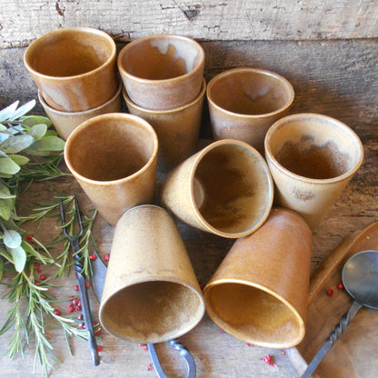 Ten Digoin Stoneware Tumblers. Medieval Re-enactment Pottery Goblets. from Tiggy & Pip - Just €120! Shop now at Tiggy and Pip