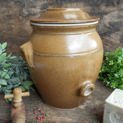 Large Stoneware Oil Jar with Lid, Handles and Tap/Cork Opening. from Tiggy & Pip - Just €159! Shop now at Tiggy and Pip