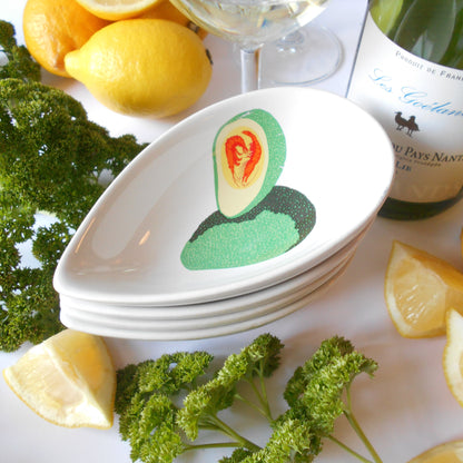 Four, Mid Century, Avocado Dishes. Guacamole/ Tapas Dishes. from Tiggy & Pip - Just €48! Shop now at Tiggy and Pip