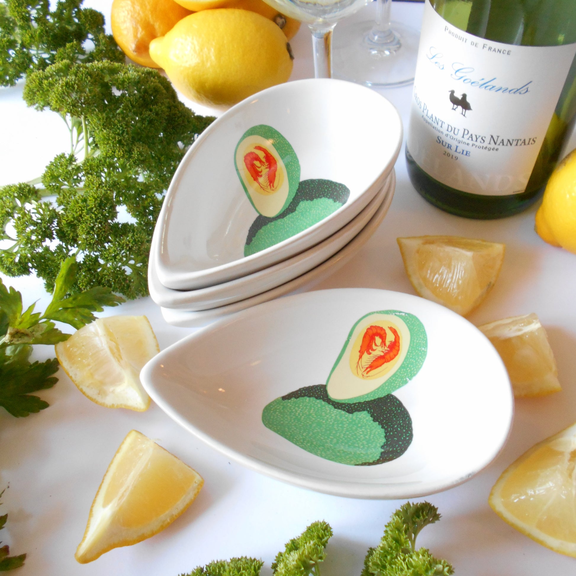 Four, Mid Century, Avocado Dishes. Guacamole/ Tapas Dishes. from Tiggy & Pip - €48.00! Shop now at Tiggy and Pip