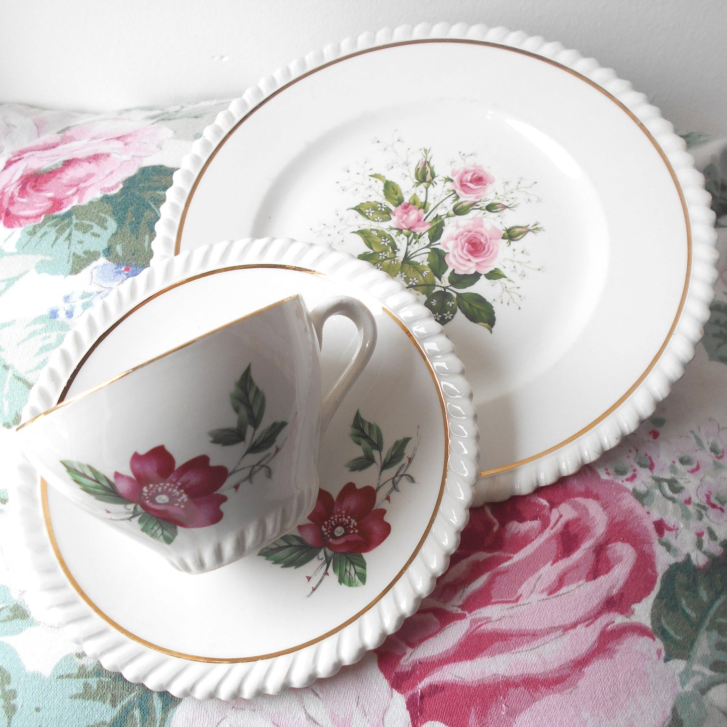 Lunéville Faience Tea Cup Trio. Mismatched Tea Cup, Saucer & Plate Set. from Tiggy & Pip - €49.00! Shop now at Tiggy and Pip