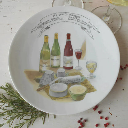Cheese Plate Set illustrated with Famous French Cheeses & French Wines. from Tiggy & Pip - Just €156! Shop now at Tiggy and Pip