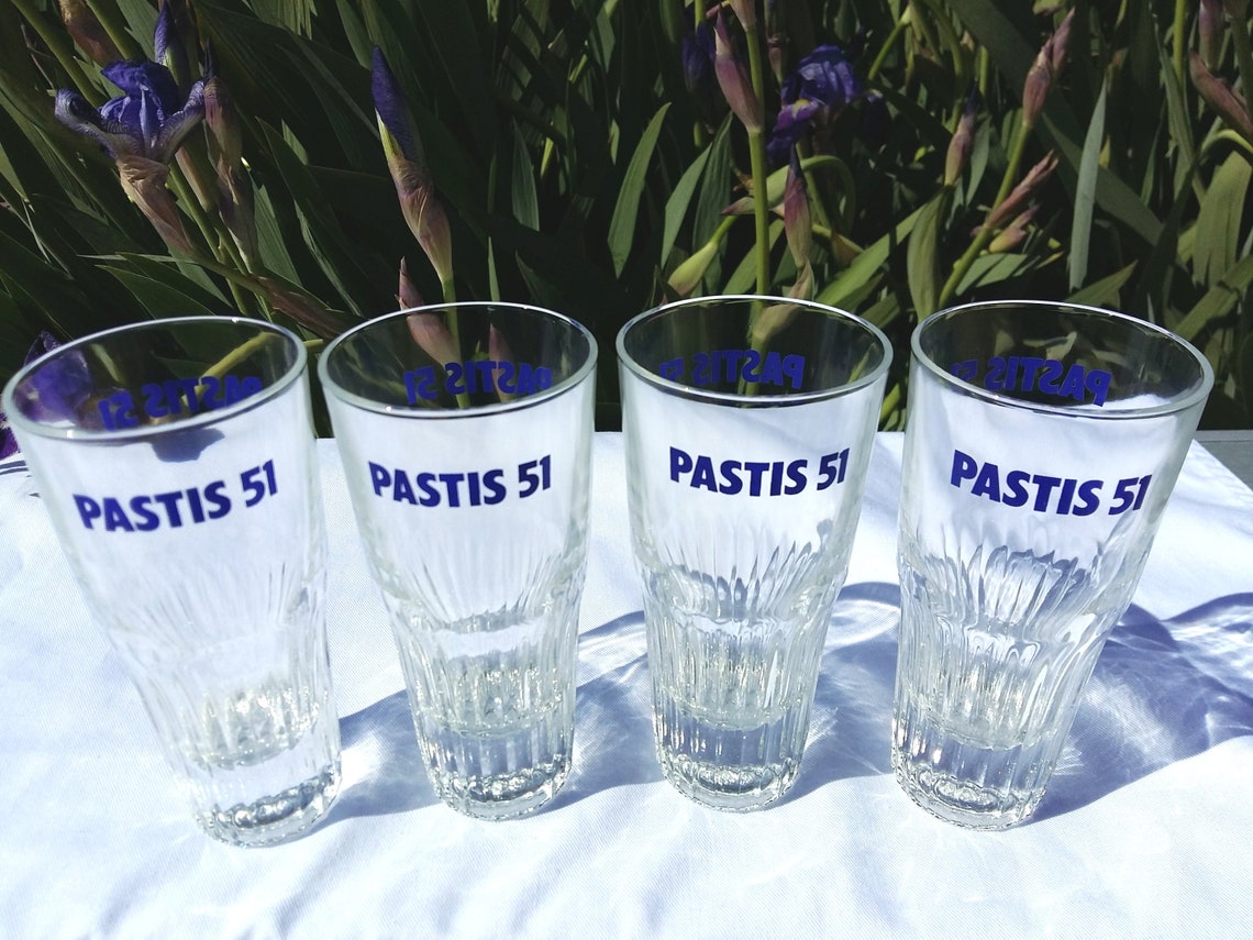 Four French PASTIS 51 Tumblers. from Tiggy and Pip - €80.00! Shop now at Tiggy and Pip